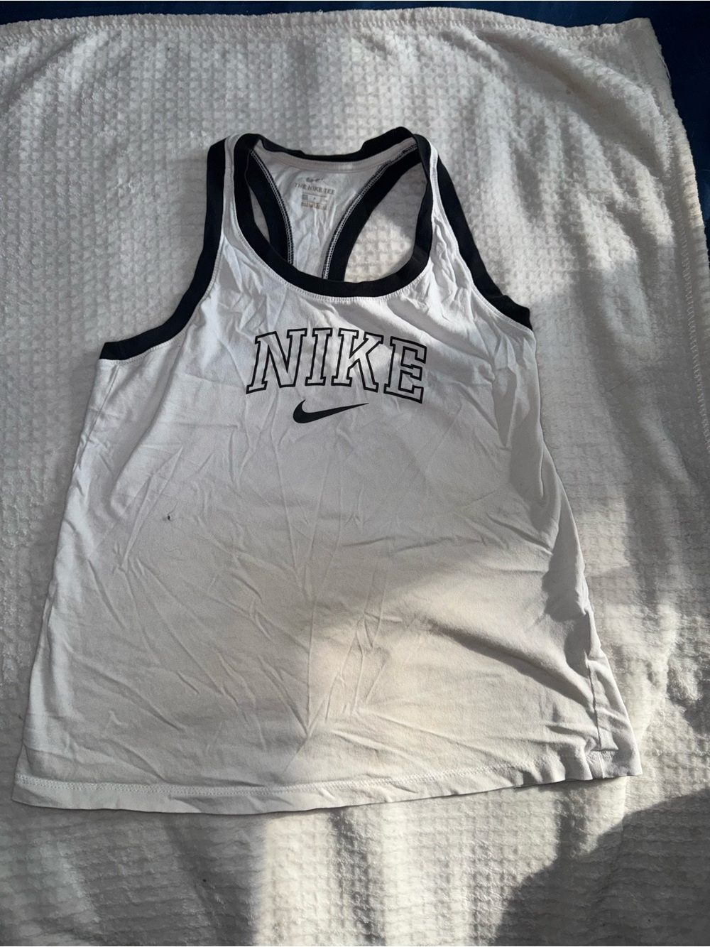 Nike White Tank with Black Trim and Logo